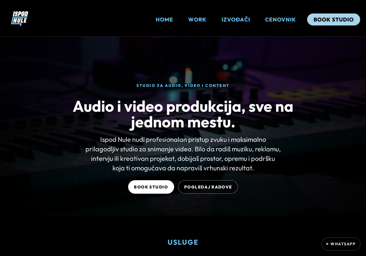 Ispod Nule studio website on tablet